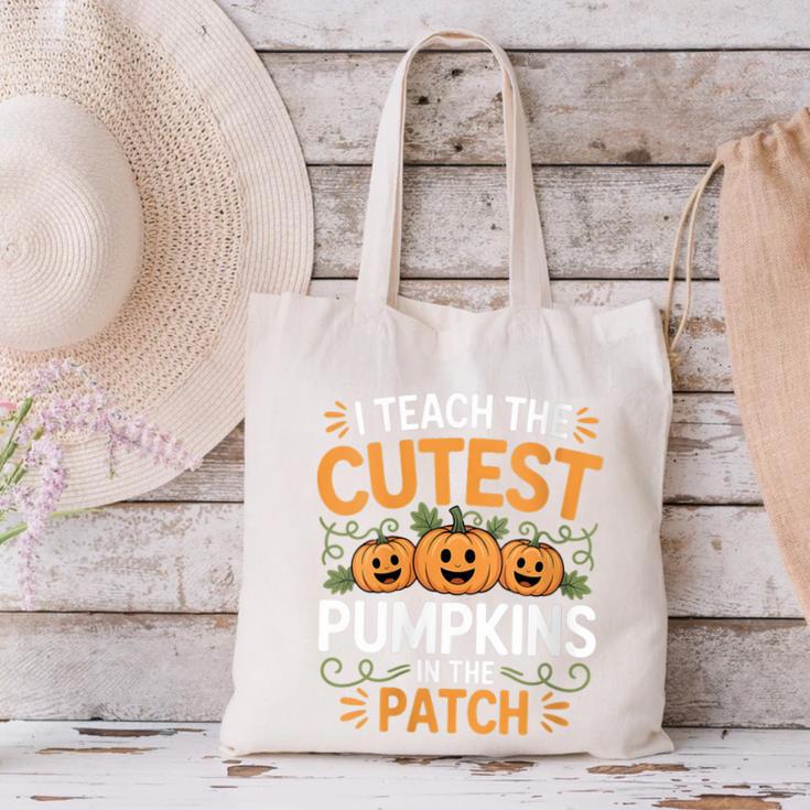 I Teach The Cutest Pumpkins In The Patch Halloween Teacher Canvas Tote Bag, gift for family, gift for coworker I Teach The Cutest Pumpkins In The Patch Halloween Teacher Canvas Tote Bag, gift for family, gift for coworker
