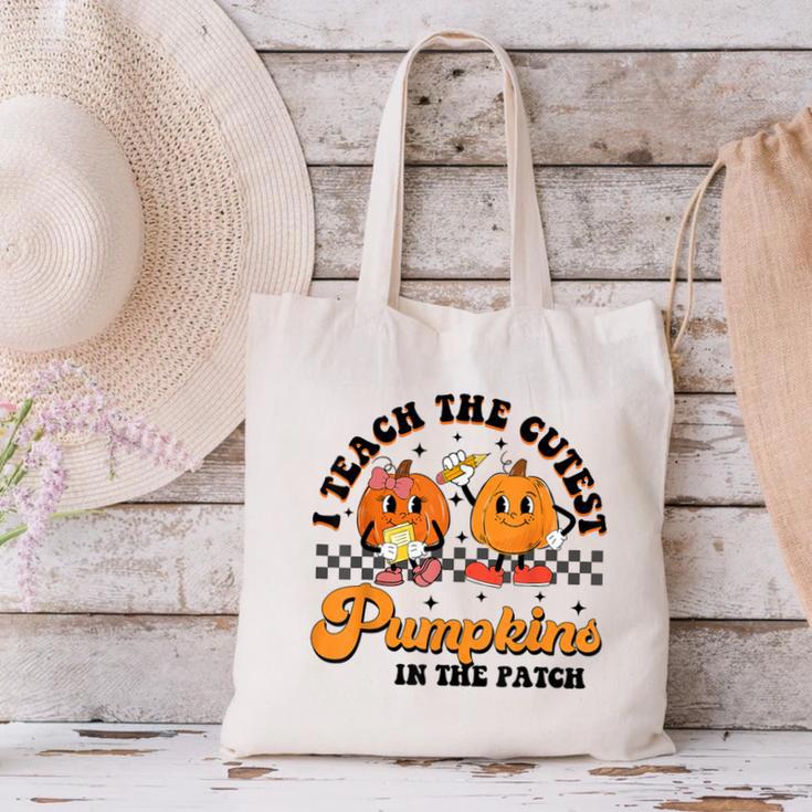 I Teach The Cutest Pumpkins In The Patch Halloween Teacher For Men Women Kids Canvas Tote Bag, gift for family, gift for coworker I Teach The Cutest Pumpkins In The Patch Halloween Teacher For Men Women Kids Canvas Tote Bag, gift for family, gift for coworker