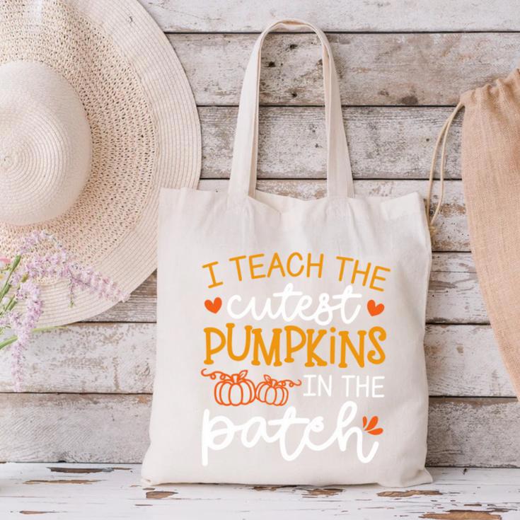 I Teach The Cutest Pumpkins In The Patch Shirt Teacher Canvas Tote Bag, gift for family, gift for coworker I Teach The Cutest Pumpkins In The Patch Shirt Teacher Canvas Tote Bag, gift for family, gift for coworker