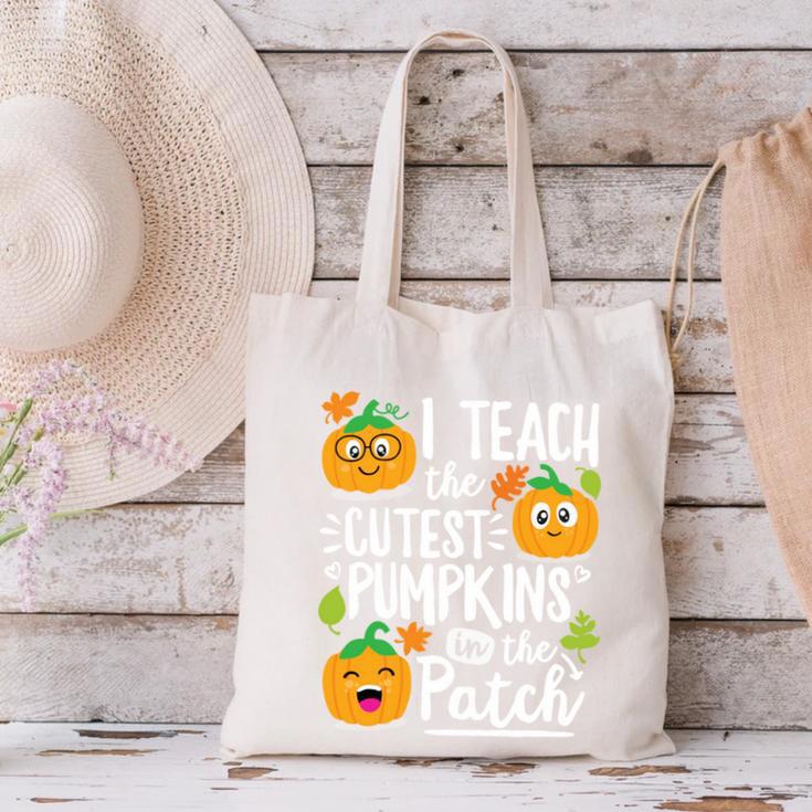 I Teach The Cutest Pumpkins In The Patch Teacher Canvas Tote Bag, gift for family, gift for coworker I Teach The Cutest Pumpkins In The Patch Teacher Canvas Tote Bag, gift for family, gift for coworker