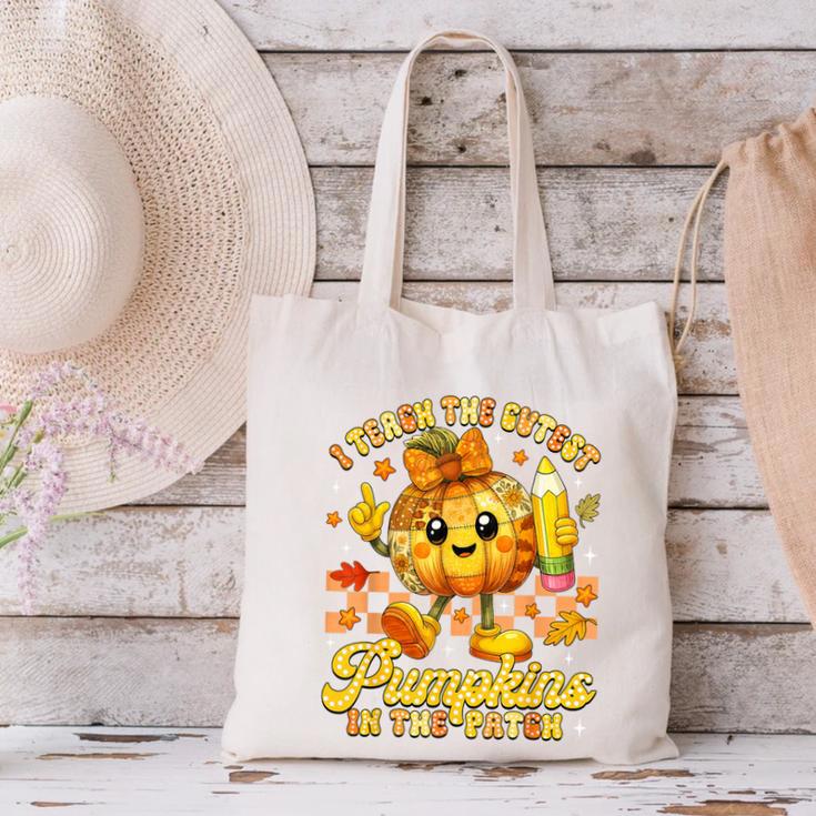 I Teach The Cutest Pumpkins In The Patch Teacher Halloween Canvas Tote Bag, gift for family, gift for coworker I Teach The Cutest Pumpkins In The Patch Teacher Halloween Canvas Tote Bag, gift for family, gift for coworker