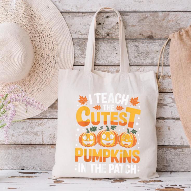 I Teach The Cutest Pumpkins Shirt Teachers Halloween Canvas Tote Bag, gift for family, gift for coworker