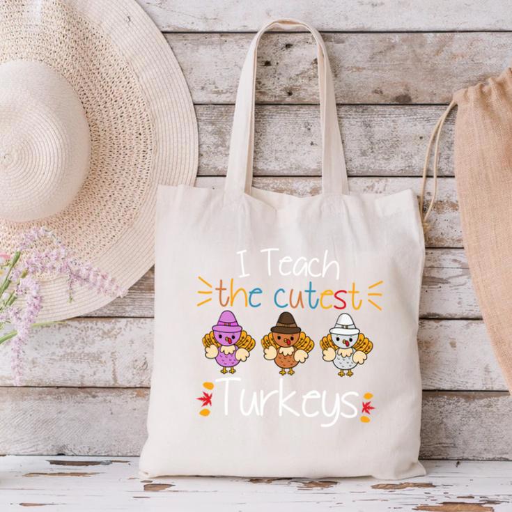 I Teach The Cutest Turkeys School Teachers Thanksgiving Canvas Tote Bag, gift for family, gift for coworker I Teach The Cutest Turkeys School Teachers Thanksgiving Canvas Tote Bag, gift for family, gift for coworker