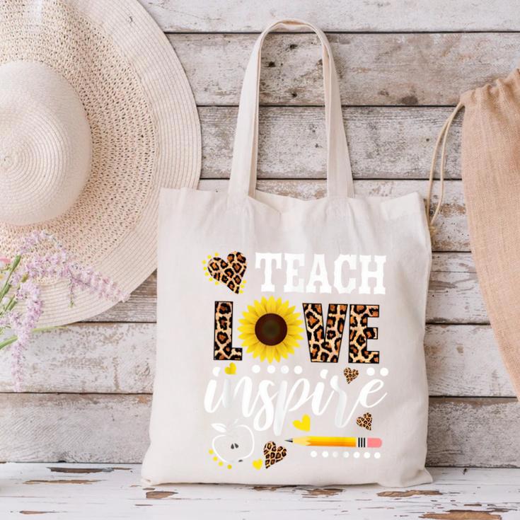 TEACH LOVE INSPIRE Teacher Sunflower Appreciation Canvas Tote Bag, gift for family, gift for coworker TEACH LOVE INSPIRE Teacher Sunflower Appreciation Canvas Tote Bag, gift for family, gift for coworker