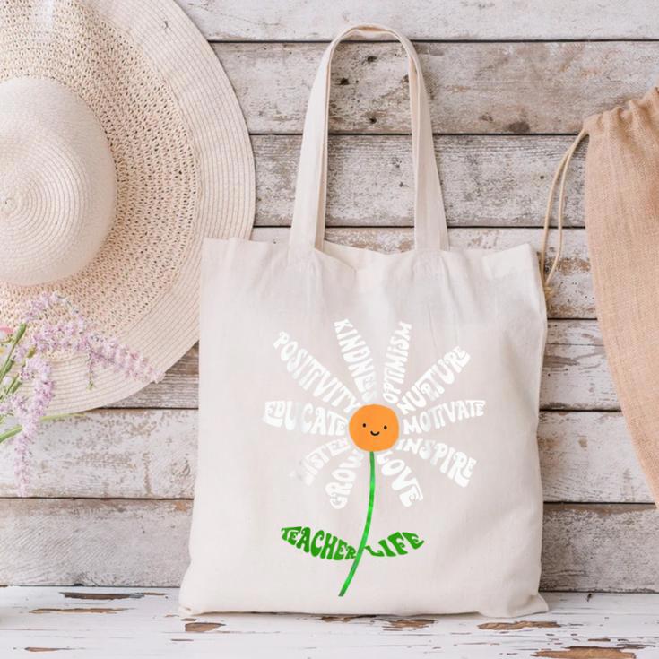 Teach Love Inspire Teachers Inspirational Flower Teachers Canvas Tote Bag, gift for family, gift for coworker