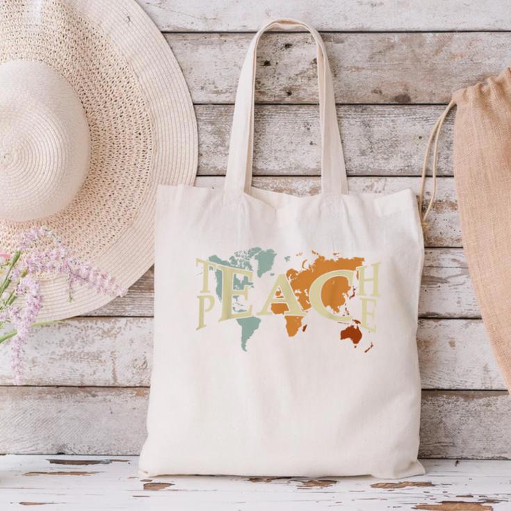 Teach Peace Teacher Teacher Canvas Tote Bag, gift for family, gift for coworker Teach Peace Teacher Teacher Canvas Tote Bag, gift for family, gift for coworker
