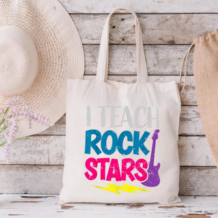 I Teach Rockstars Tee Orchestra Music Teacher Back To School Canvas Tote Bag, gift for family, gift for coworker