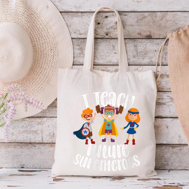 I Teach Superheroes Cute Back To School Teacher Canvas Tote Bag, gift for family, gift for coworker I Teach Superheroes Cute Back To School Teacher Canvas Tote Bag, gift for family, gift for coworker