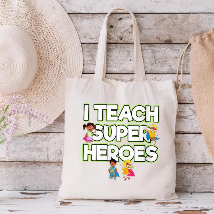 I Teach Superheroes School Teacher Professor Canvas Tote Bag, gift for family, gift for coworker