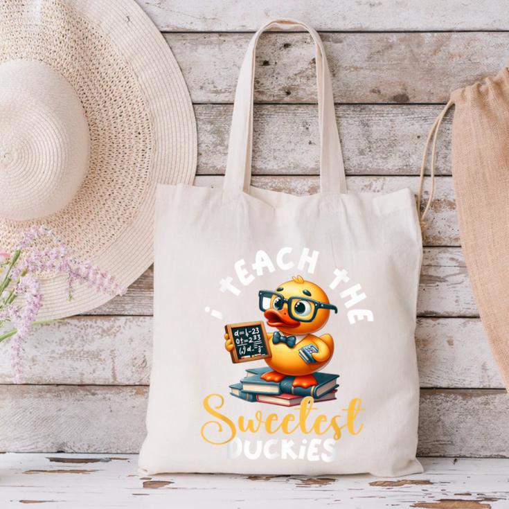 I Teach The Sweetest Duckies Teacher Rubber Duck Teaching Canvas Tote Bag, gift for family, gift for coworker I Teach The Sweetest Duckies Teacher Rubber Duck Teaching Canvas Tote Bag, gift for family, gift for coworker