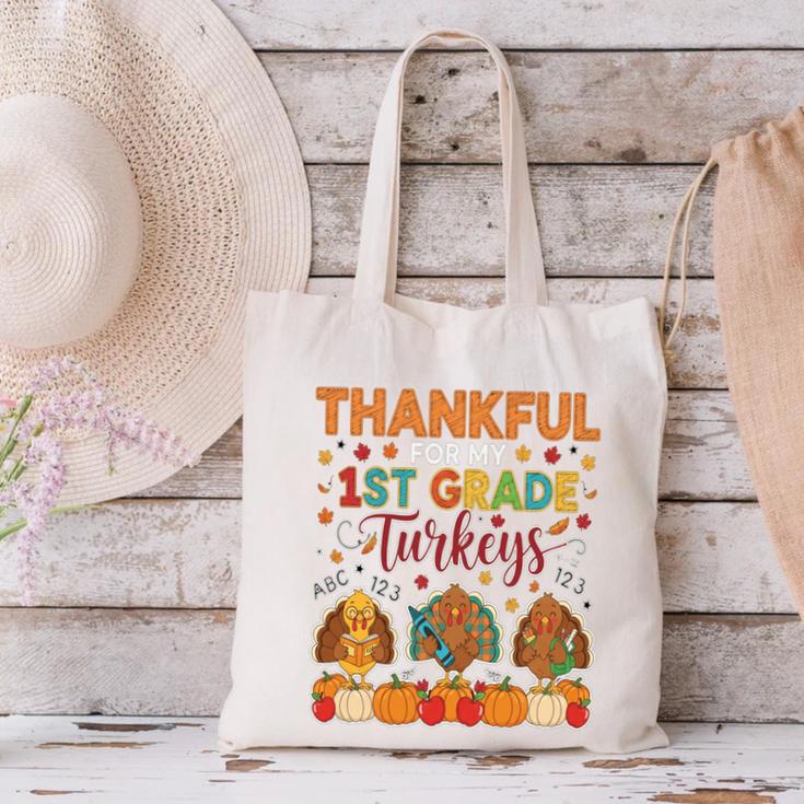 Teach Thanksgiving Teacher Thankful For My 1st Grade Turkeys Canvas Tote Bag, gift for family, gift for coworker Teach Thanksgiving Teacher Thankful For My 1st Grade Turkeys Canvas Tote Bag, gift for family, gift for coworker
