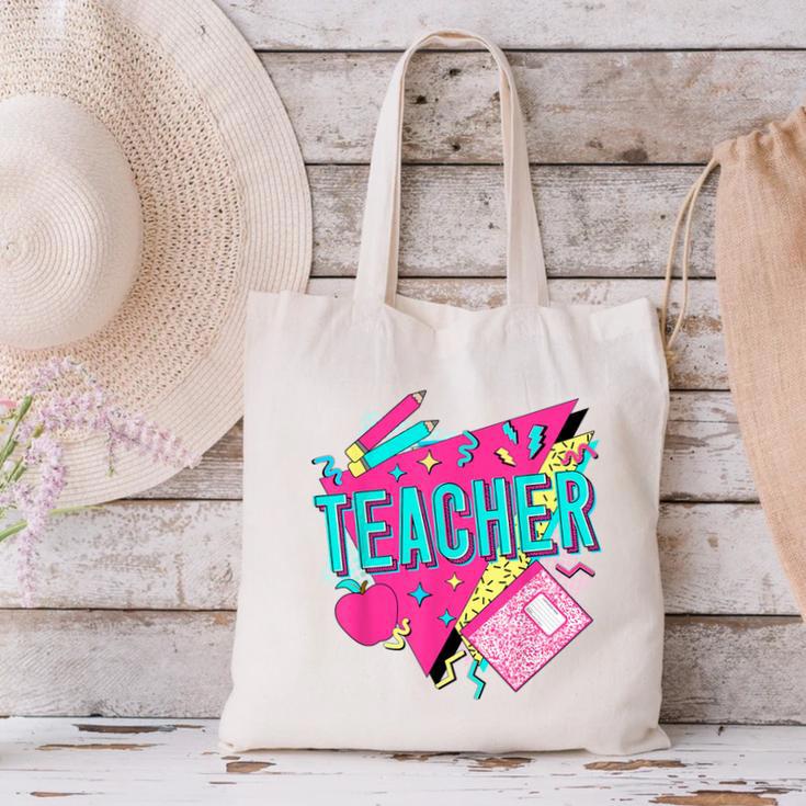 Teacher 90s Retro Colorful Teacher Of The 90s Back To School Canvas Tote Bag, 90s Teacher Tote Bags, gift for family, gift for coworker Teacher 90s Retro Colorful Teacher Of The 90s Back To School Canvas Tote Bag, 90s Teacher Tote Bags, gift for family, gift for coworker