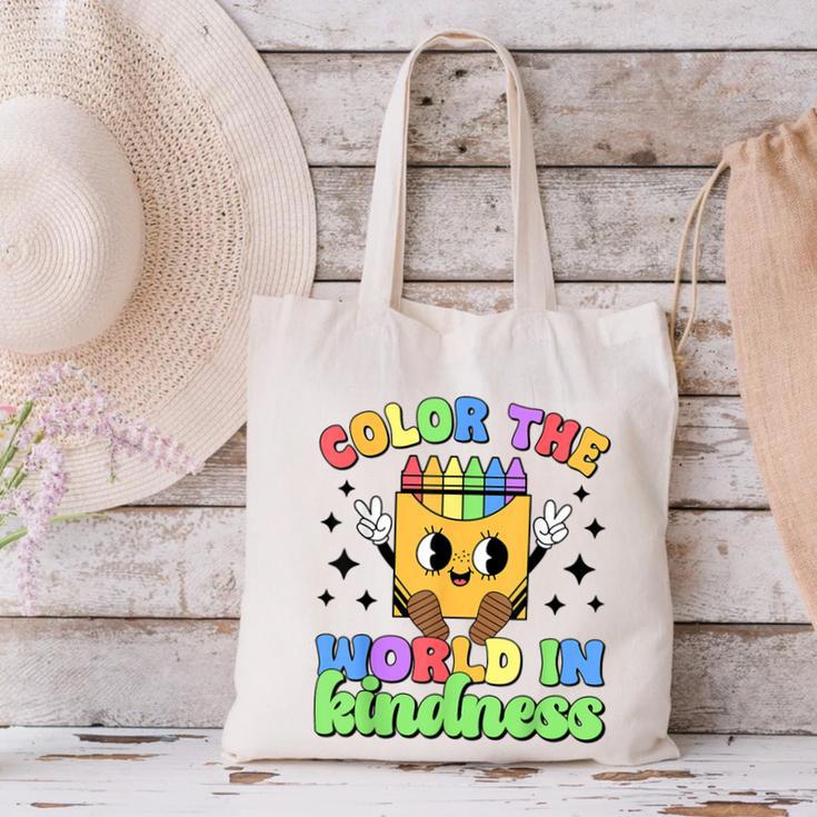 Teacher Back To School Color In Kindness Crayon Pencil Canvas Tote Bag, gift for family, gift for coworker Teacher Back To School Color In Kindness Crayon Pencil Canvas Tote Bag, gift for family, gift for coworker