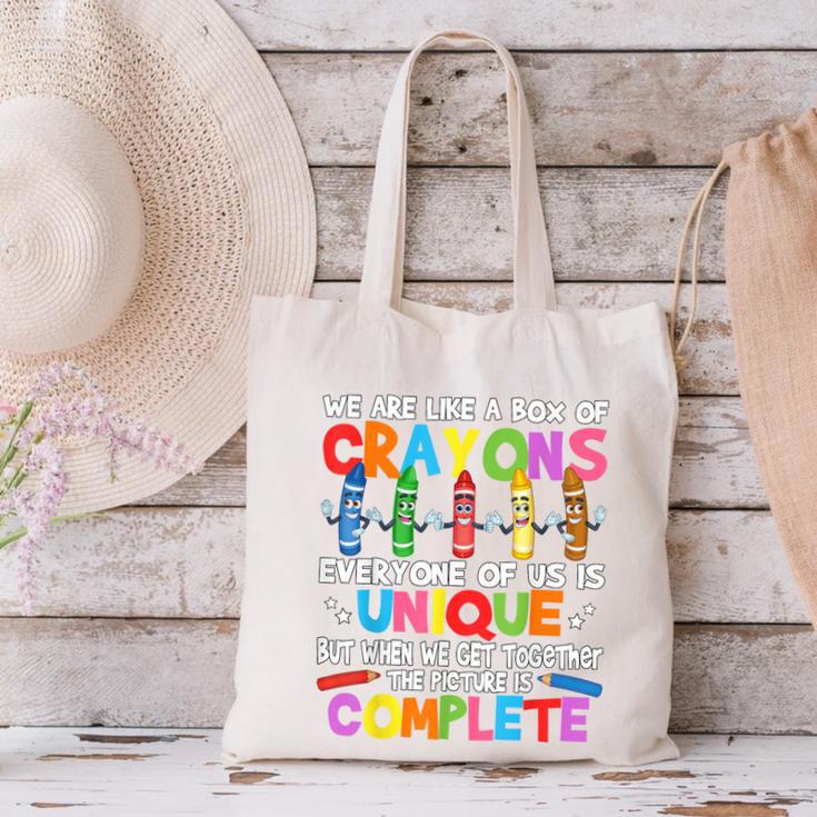 Teacher We Are Like a Box Of Crayons For Men Women Kids Canvas Tote Bag, gift for family, gift for coworker Teacher We Are Like a Box Of Crayons For Men Women Kids Canvas Tote Bag, gift for family, gift for coworker