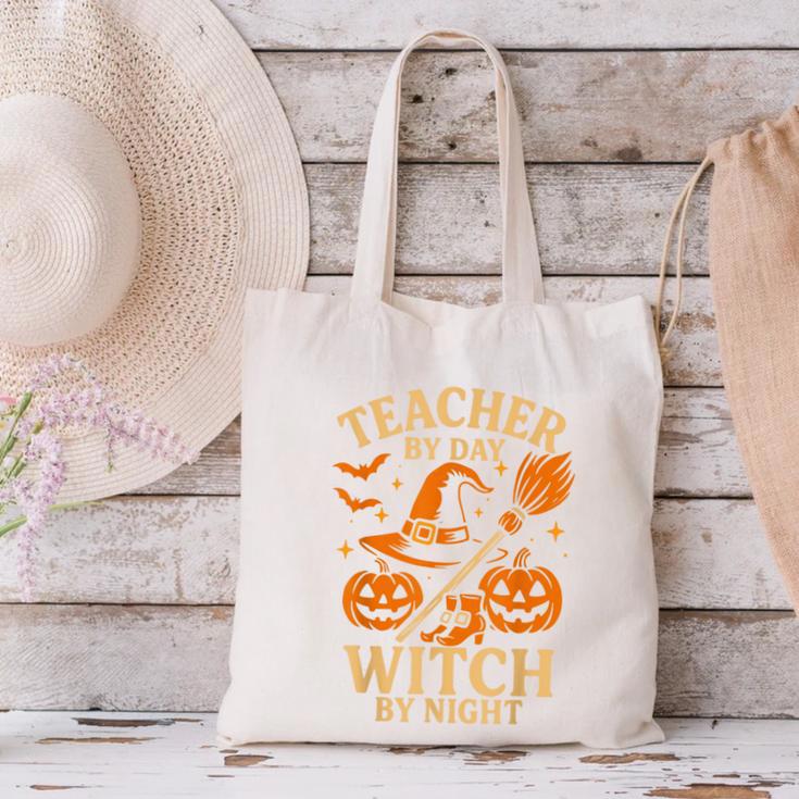 Teacher By Day Witch By Night Halloween Teacher Witch Canvas Tote Bag, gift for family, gift for coworker Teacher By Day Witch By Night Halloween Teacher Witch Canvas Tote Bag, gift for family, gift for coworker