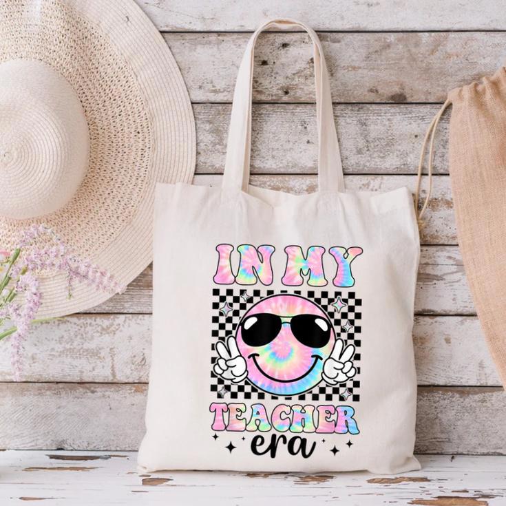 In My Teacher Era Groovy Tie Dye Back To School Cute Teacher Canvas Tote Bag, Groovy Teacher Tote Bags, gift for family, gift for coworker