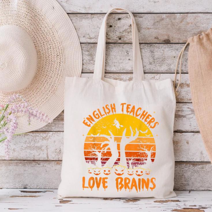 Teacher Halloween All English Teachers Love Brains Canvas Tote Bag, English Teacher Tote Bags, gift for family, gift for coworker Teacher Halloween All English Teachers Love Brains Canvas Tote Bag, English Teacher Tote Bags, gift for family, gift for coworker