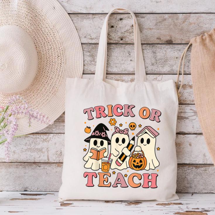 Teacher Halloween Trick Or Teach Cute Ghost Coffee Pumpkins Canvas Tote Bag, gift for family, gift for coworker Teacher Halloween Trick Or Teach Cute Ghost Coffee Pumpkins Canvas Tote Bag, gift for family, gift for coworker