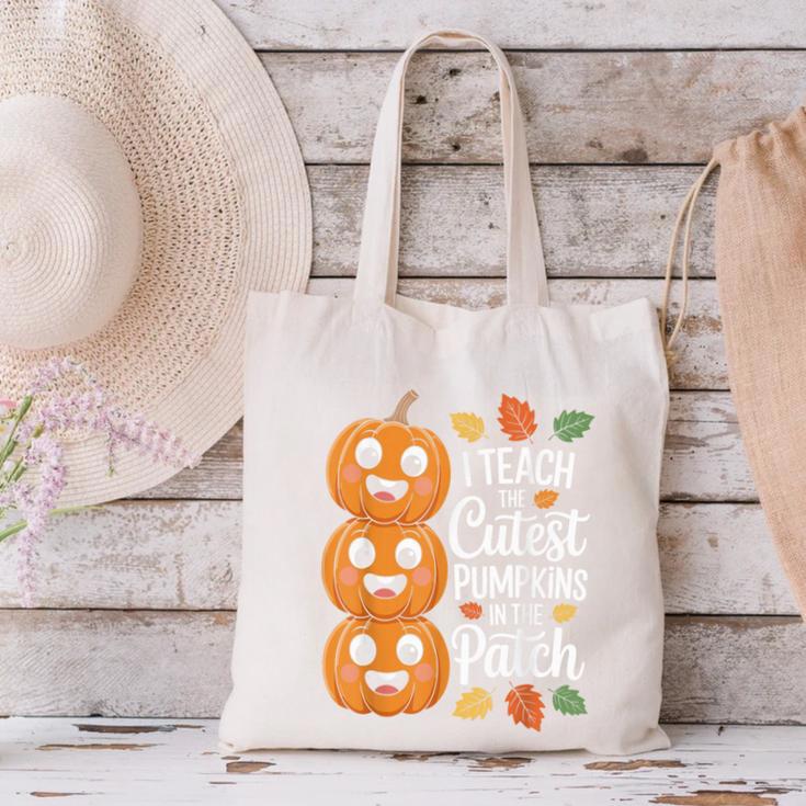 Teacher Halloween Tshirts I Teach The Cutest Pumpkins Canvas Tote Bag, gift for family, gift for coworker