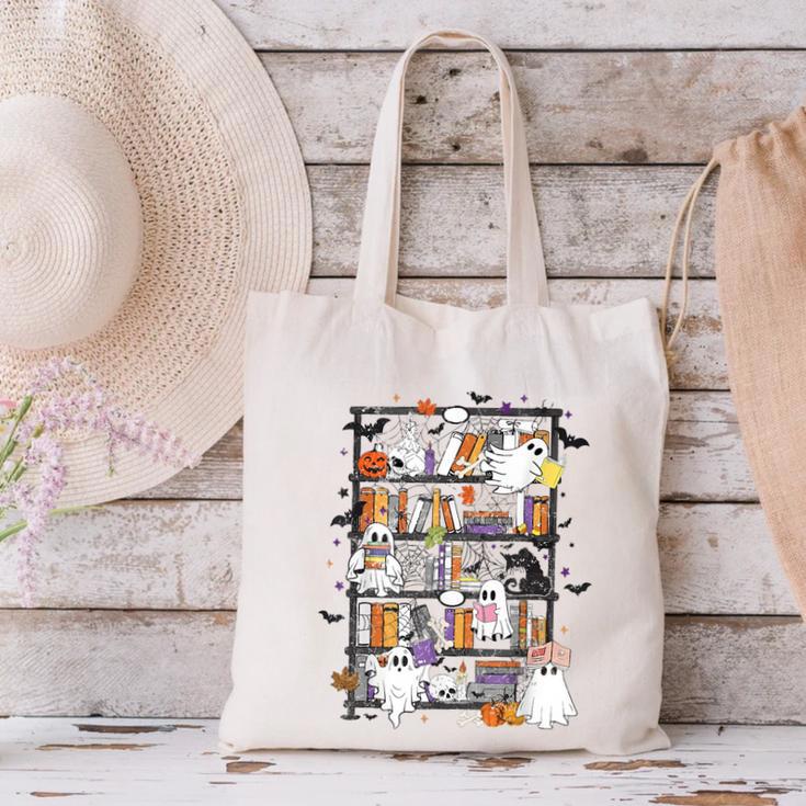 Teacher Library Ghost Reading Book Halloween Cat Canvas Tote Bag, gift for family, gift for coworker Teacher Library Ghost Reading Book Halloween Cat Canvas Tote Bag, gift for family, gift for coworker