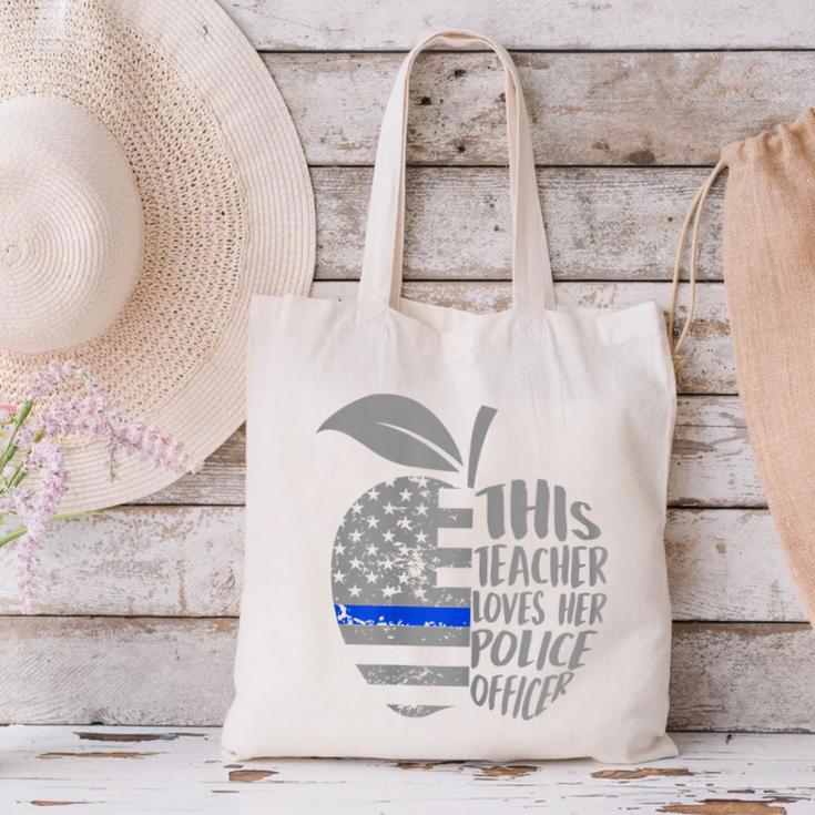 This Teacher Loves Her Police Officer Wife Saying Canvas Tote Bag, gift for family, gift for coworker