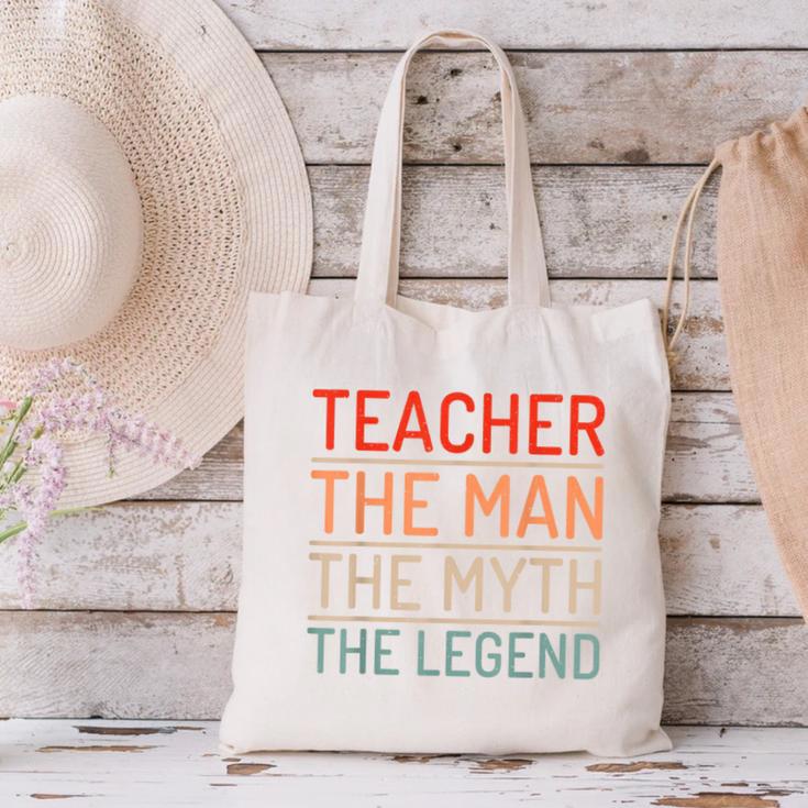 Teacher The Man The Myth The Legend School Holiday Teacher Canvas Tote Bag, gift for family, gift for coworker Teacher The Man The Myth The Legend School Holiday Teacher Canvas Tote Bag, gift for family, gift for coworker