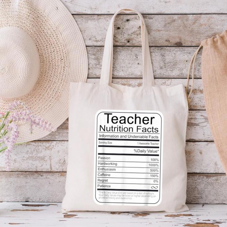 Teacher Nutrition Facts Teachers Nutritional Fact Canvas Tote Bag, gift for family, gift for coworker Teacher Nutrition Facts Teachers Nutritional Fact Canvas Tote Bag, gift for family, gift for coworker