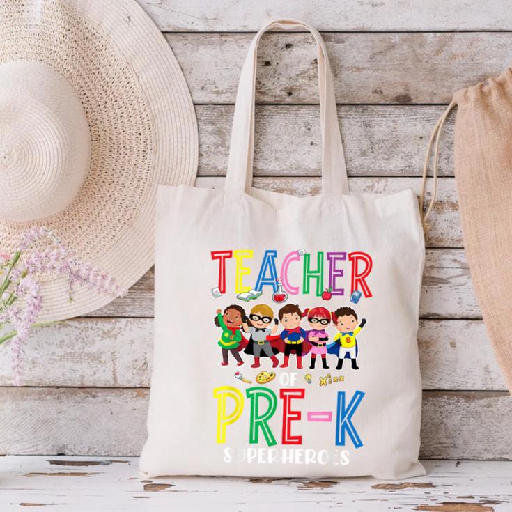 Teacher Of Pre K Superheroes Teacher New School Year Men Women Canvas Tote Bag, gift for family, gift for coworker Teacher Of Pre K Superheroes Teacher New School Year Men Women Canvas Tote Bag, gift for family, gift for coworker