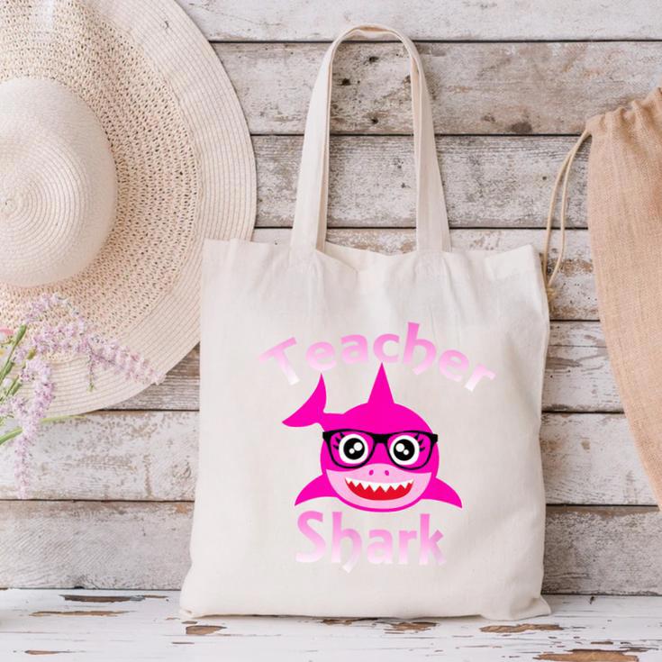 Teacher Shark Female Teacher Canvas Tote Bag, gift for family, gift for coworker Teacher Shark Female Teacher Canvas Tote Bag, gift for family, gift for coworker