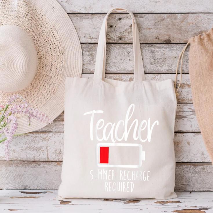 Teacher Summer Recharge Required Last Day School Women Canvas Tote Bag, gift for family, gift for coworker Teacher Summer Recharge Required Last Day School Women Canvas Tote Bag, gift for family, gift for coworker