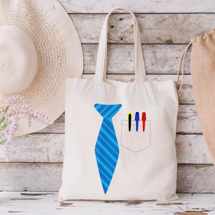 Teacher Tie & Pocket Protector Costume School Canvas Tote Bag, gift for family, gift for coworker Teacher Tie & Pocket Protector Costume School Canvas Tote Bag, gift for family, gift for coworker