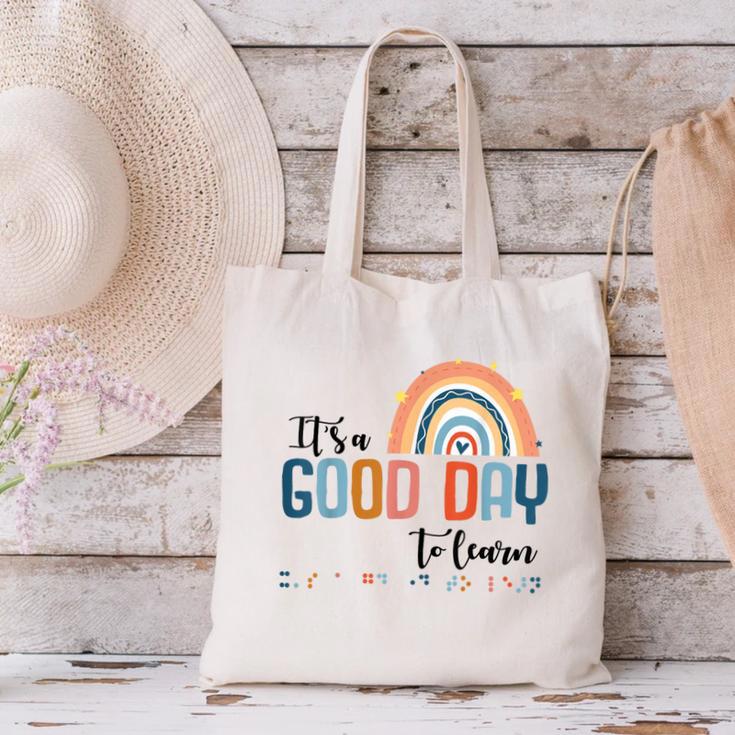 Teacher Of Visually Impaired Braille A Good Day To Learn Canvas Tote Bag, gift for family, gift for coworker Teacher Of Visually Impaired Braille A Good Day To Learn Canvas Tote Bag, gift for family, gift for coworker