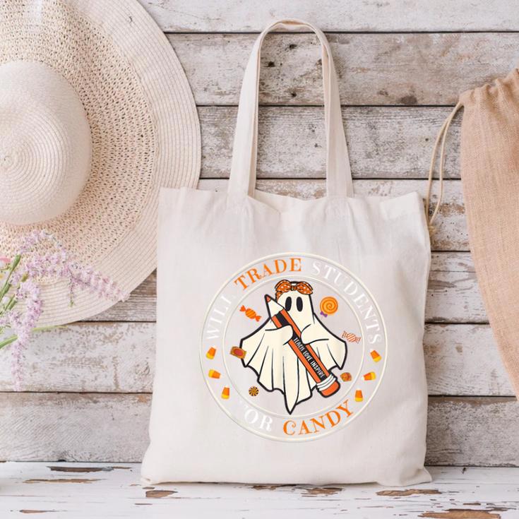 Teacher Will Trade Students For Candy Easy Halloween Costume Canvas Tote Bag, gift for family, gift for coworker Teacher Will Trade Students For Candy Easy Halloween Costume Canvas Tote Bag, gift for family, gift for coworker