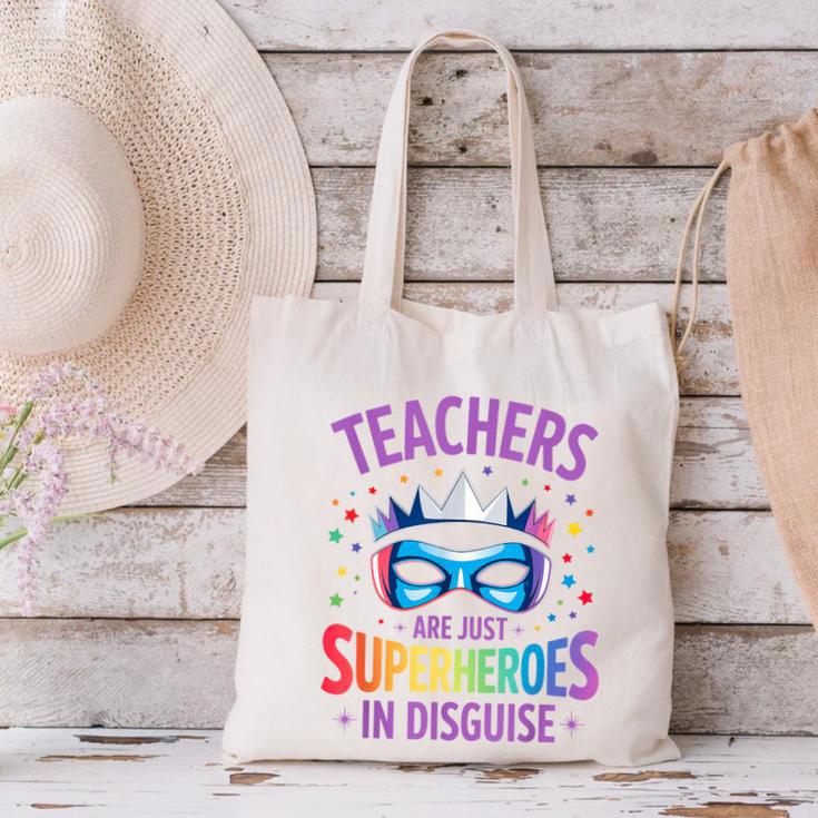 Teachers Are Just Superheroes In Disguise Back To School Canvas Tote Bag, gift for family, gift for coworker Teachers Are Just Superheroes In Disguise Back To School Canvas Tote Bag, gift for family, gift for coworker