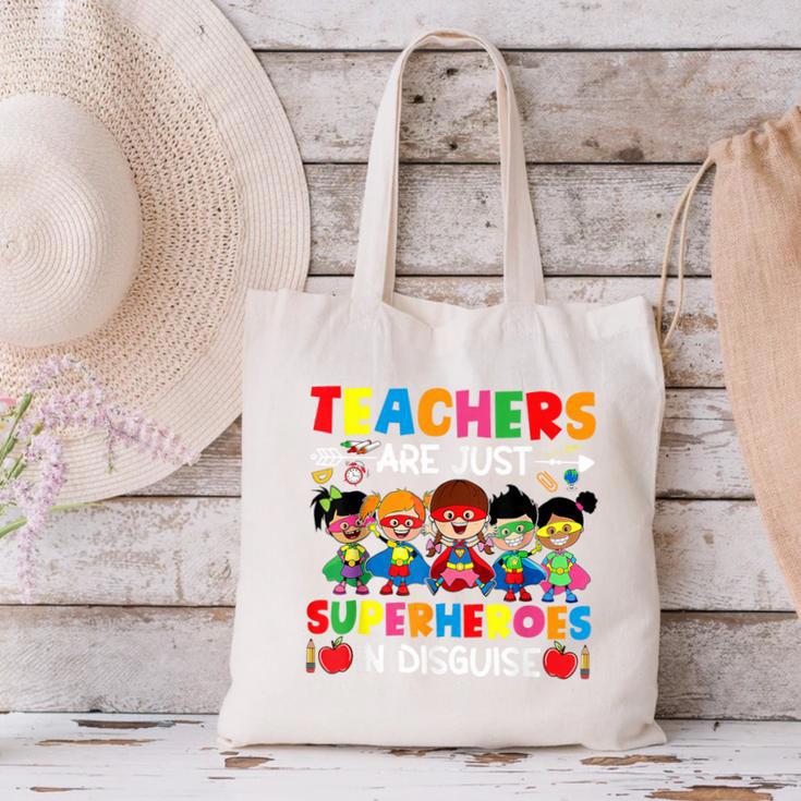 Teachers Are Just Superheroes In Disguise Back To School Canvas Tote Bag, gift for family, gift for coworker Teachers Are Just Superheroes In Disguise Back To School Canvas Tote Bag, gift for family, gift for coworker