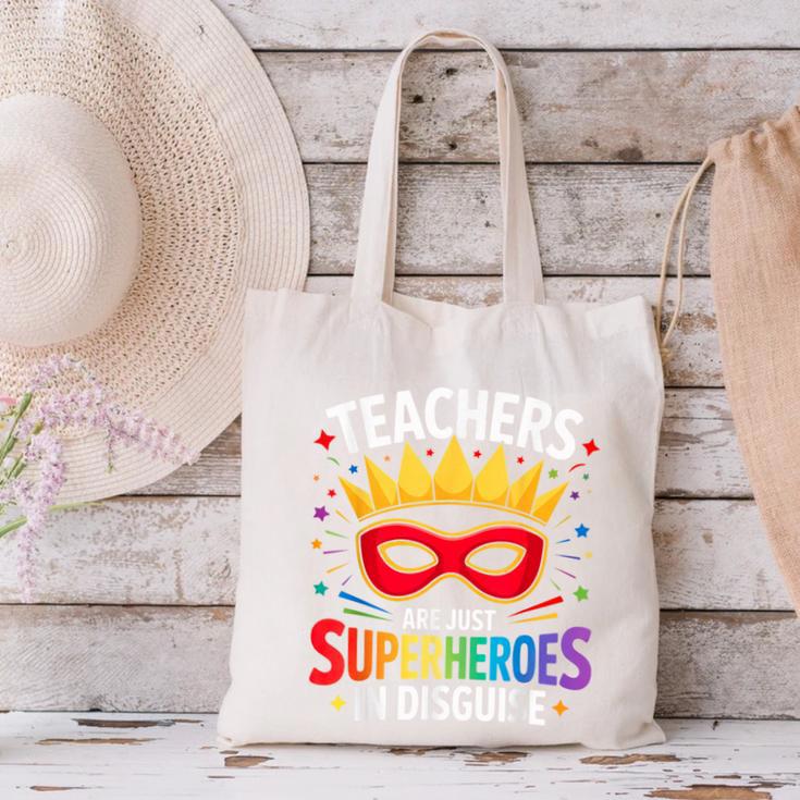 Teachers Are Just Superheroes In Disguise Fun Back To School Canvas Tote Bag, gift for family, gift for coworker