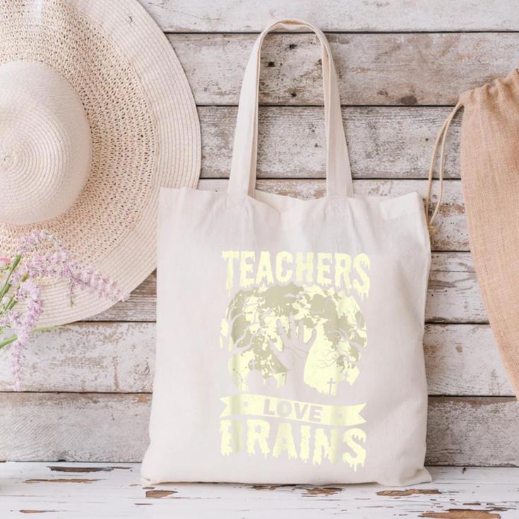 Teachers Love Brains Halloween Costume Boo Trick Teach Canvas Tote Bag, gift for family, gift for coworker