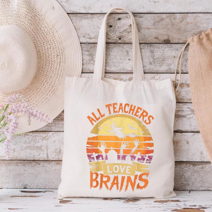 All Teachers Love Brains Halloween Teacher Canvas Tote Bag, gift for family, gift for coworker All Teachers Love Brains Halloween Teacher Canvas Tote Bag, gift for family, gift for coworker