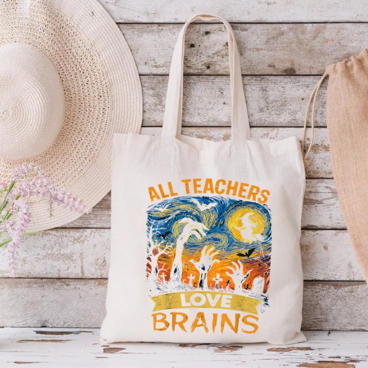 All Teachers Love Brains Shirt Teacher Halloween Tee Canvas Tote Bag, gift for family, gift for coworker All Teachers Love Brains Shirt Teacher Halloween Tee Canvas Tote Bag, gift for family, gift for coworker