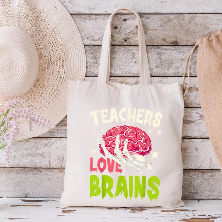 Teachers Love Brains Skeleton Halloween Teacher Funny Canvas Tote Bag, gift for family, gift for coworker Teachers Love Brains Skeleton Halloween Teacher Funny Canvas Tote Bag, gift for family, gift for coworker