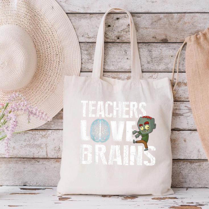 Teachers Love Brains Zombie Halloween Hilarious Canvas Tote Bag, gift for family, gift for coworker Teachers Love Brains Zombie Halloween Hilarious Canvas Tote Bag, gift for family, gift for coworker