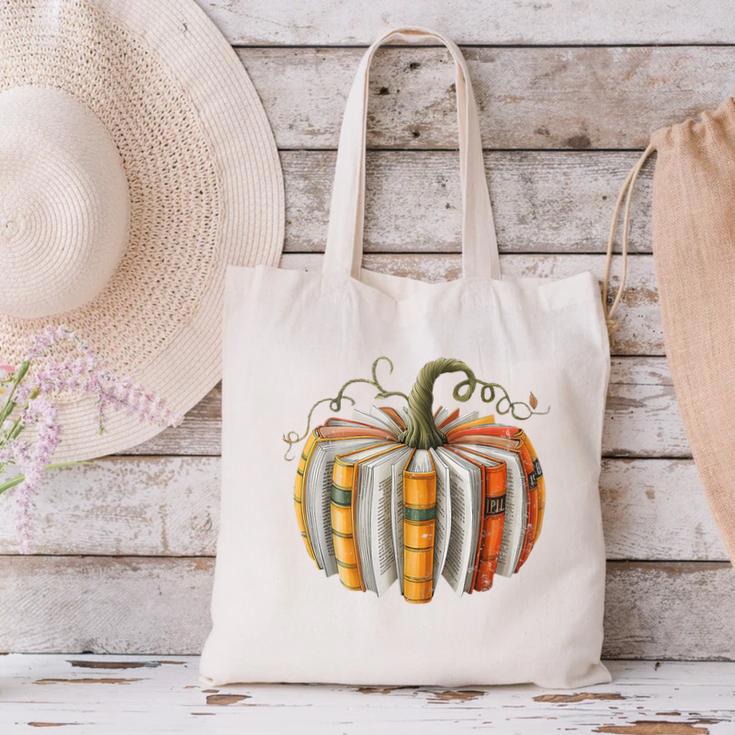 Teachers Students Fall Book Pumpkin Fall Librarians Bookworm Canvas Tote Bag, gift for family, gift for coworker Teachers Students Fall Book Pumpkin Fall Librarians Bookworm Canvas Tote Bag, gift for family, gift for coworker