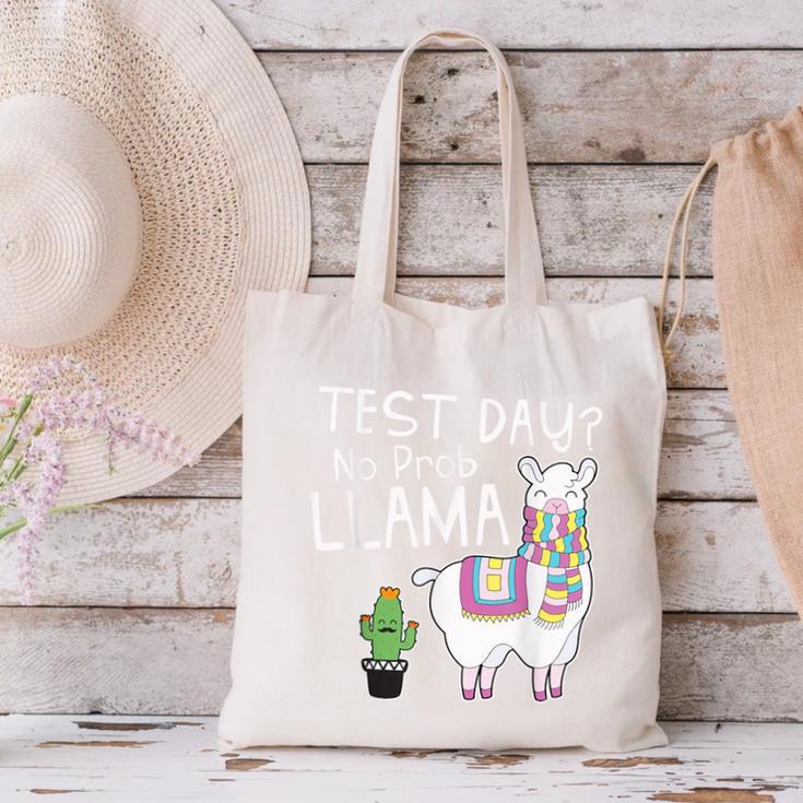 Teachers Testing Day Test Day No Prob Llama Teacher Canvas Tote Bag, gift for family, gift for coworker Teachers Testing Day Test Day No Prob Llama Teacher Canvas Tote Bag, gift for family, gift for coworker