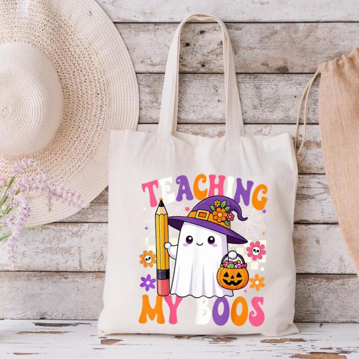 Teaching My Boos Ghost Teacher Cute Pencil Halloween Teacher Canvas Tote Bag, gift for family, gift for coworker Teaching My Boos Ghost Teacher Cute Pencil Halloween Teacher Canvas Tote Bag, gift for family, gift for coworker