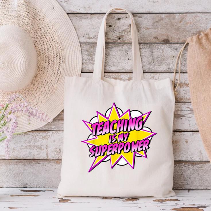 Teaching Is My Superpower Retro Comic Super Teacher Canvas Tote Bag, Super Teacher Tote Bags, gift for family, gift for coworker
