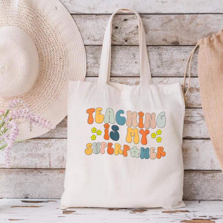 Teaching Is My Superpower Vintage Groovy University Teacher Canvas Tote Bag, Groovy Teacher Tote Bags, gift for family, gift for coworker Teaching Is My Superpower Vintage Groovy University Teacher Canvas Tote Bag, Groovy Teacher Tote Bags, gift for family, gift for coworker