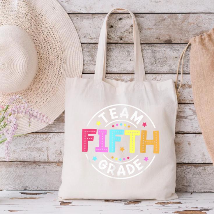 Team Fifth Grade Teacher Back To School 5th Grade Squad Kids Canvas Tote Bag, gift for family, gift for coworker