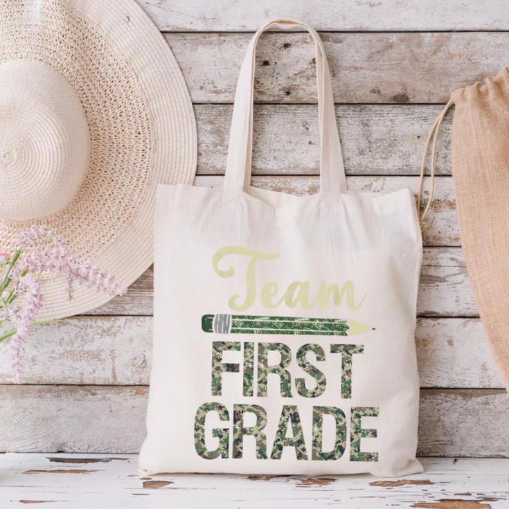 Team First Grade Camo 1st Grade Teacher Camouflage Canvas Tote Bag, First Grade Teacher Tote Bags, gift for family, gift for coworker Team First Grade Camo 1st Grade Teacher Camouflage Canvas Tote Bag, First Grade Teacher Tote Bags, gift for family, gift for coworker