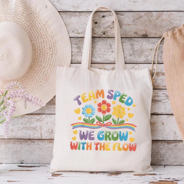 Team SPED We Grow With The Flow Special Ed Teacher Canvas Tote Bag, gift for family, gift for coworker Team SPED We Grow With The Flow Special Ed Teacher Canvas Tote Bag, gift for family, gift for coworker