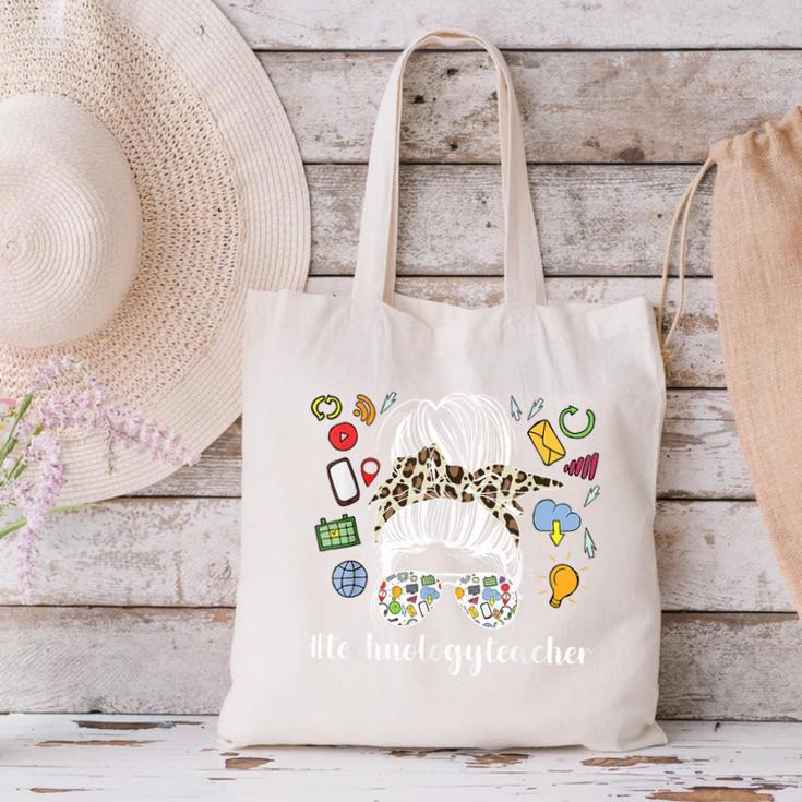 Technology Teacher Messy Bun Technology Teaching Canvas Tote Bag, gift for family, gift for coworker Technology Teacher Messy Bun Technology Teaching Canvas Tote Bag, gift for family, gift for coworker
